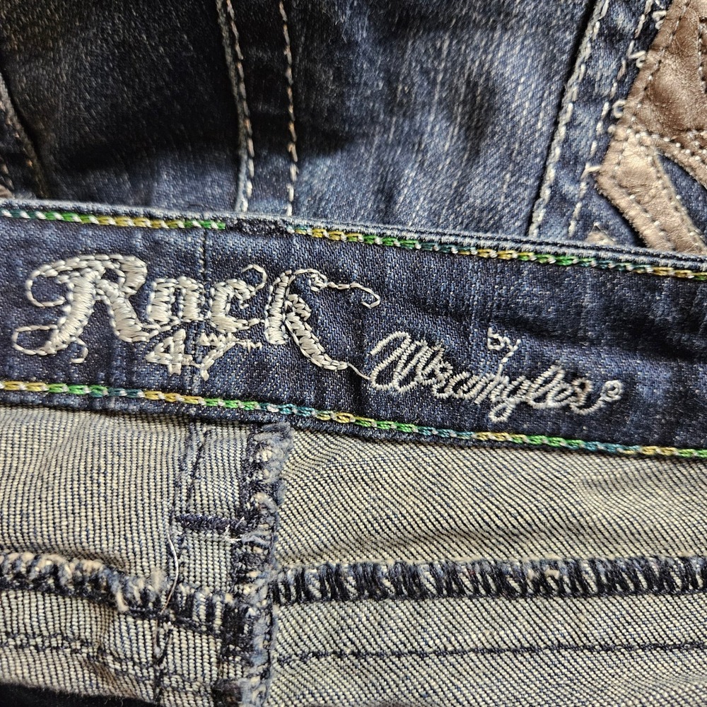 Rock 47 by Wrangler Womens Ultra Low Rise Bootcut Denim Jeans 13/34 WHX64DZ Y2K - Picture 3 of 11
